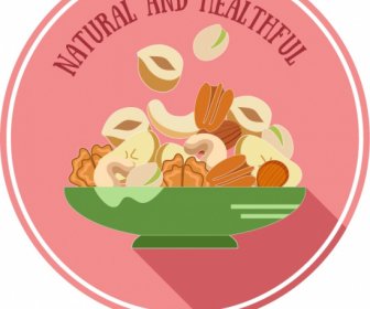 Healthy Food Label Nuts Sketch Classic Dynamic Flat