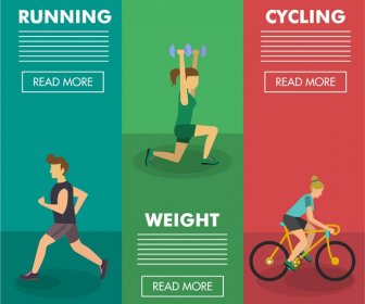 Healthy Lifestyle Banner Colored Webpage Style