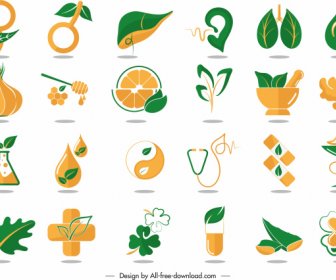 Medicina Saludable Logotipos Decoración Clásica Verde Naranja