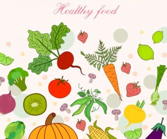 Sehat Sayuran Banner Ikon Berwarna-warni Dekorasi