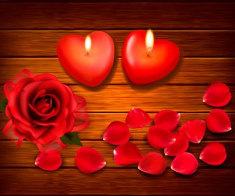 Heart Candles And Roses Vector