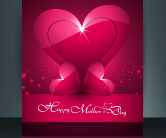 Kalp Kavramı Anneler Günü Yansıma Metin Kart Broşür Renkli Vektör çizim