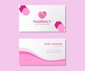 Heart Hexagon Shaped Business Card Template Elegant Pink White Decor