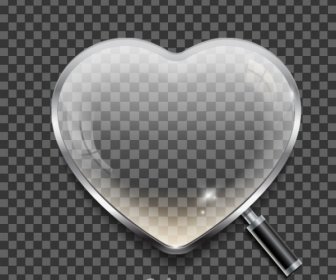 Heart Magnifying Glass Icon On Transparent Background