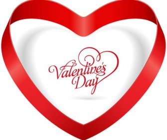 Heart Ribbon Valentines Day Vector Illustration