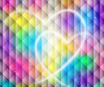 Heart Shape On Rainbow Color Background