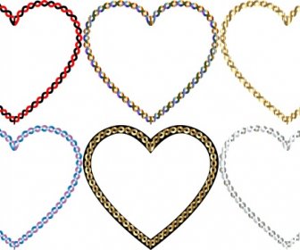 Heart Shapes Vector Illustration With Colorful Chain Border