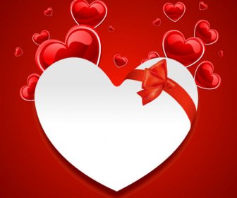 Jantung Dengan Pita Busur Valentine Kartu Vektor