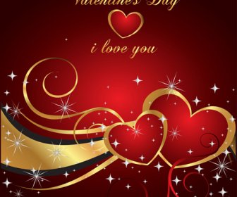 Heart With Star Valentine Day Card Vector