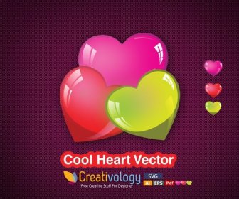 Hearts Background Shiny Colorful Icons Decor