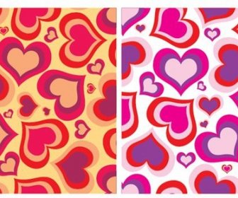 Hearts Patterns Set Colored Flat Decor