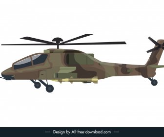 Helicopter Army Icon Modern Flat Design