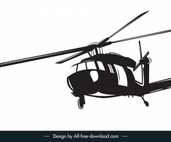 Ícone Do Helicóptero Esboço Dinâmico Da Silhueta 3D