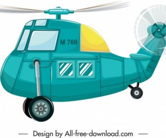 Helicopter Icon Motion Sketch Bright Blue Decor