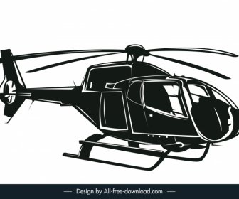 Helikopter-Ikonen-Silhouetten-Skizze