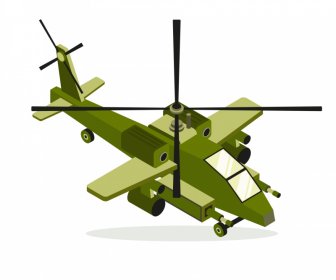 Ikon Model Helikopter Garis Besar 3d Modern