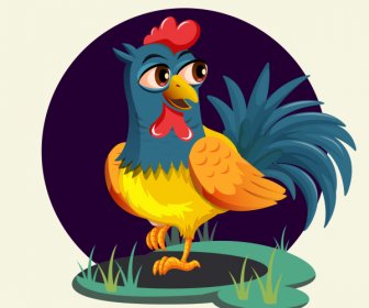 Hen Painting Colorful Cute Cartoon Design
