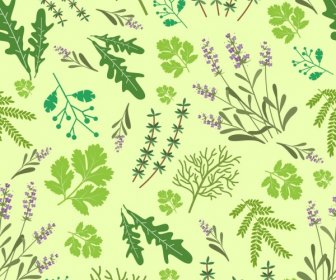 Herbal Background Leaves Flowers Decoration Repeating Design
