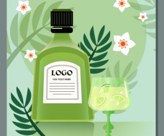 Herbal Minuman Iklan Poster Daun Bunga Dekorasi