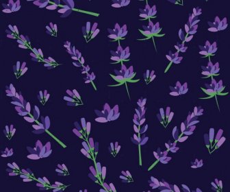 Herbs Background Violet Lavender Icons Repeating Design