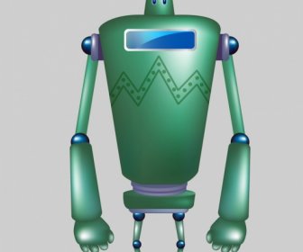 ヒーロー ロボット アイコン光沢のある緑のデザイン