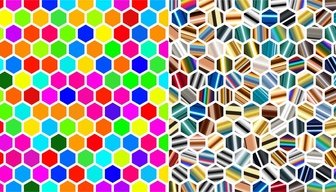 Hexagon Mulus Pola Set Dengan Gaya Yang Berwarna-warni