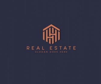 HH Dan Logo Rumah Untuk Real Estat Desain Simetris Datar Modern Yang Elegan