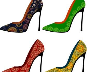 Tinggi Heel Sepatu Koleksi Dekorasi Bunga Klasik Gaya