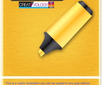 เน้นพื้นหลังโฆษณาปากกาตกแต่งสีเหลืองดำเงา