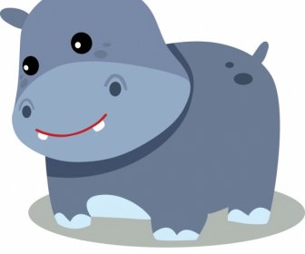 Hippo Animal Icon Cute Cartoon Character Sketch