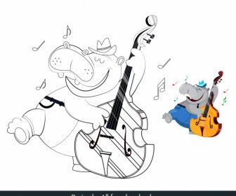Icono De Hipopótamo Divertido Estilizado Dibujado A Mano Dibujo Animado