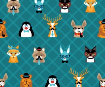 Hipster Seamless Wallpaper With Cute Animals