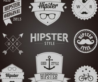 Etichette E Distintivi Di Stile Hipster Grafica Vettoriale