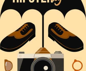 Hipster Estilo Design Elementos Clássicos Acessórios Pessoais ícones