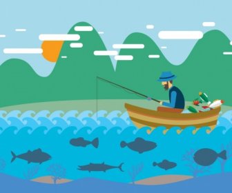 Hobby Concetto Pesca Su Disegno Di Una Barca Di Progettazione