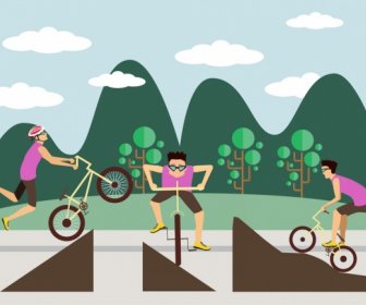 Il Concetto Di Progettazione Uomo Icona In Bicicletta Hobby Attività Di Decorazione