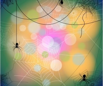 Urlaub-Hintergrund Mit Spinnen Und Web