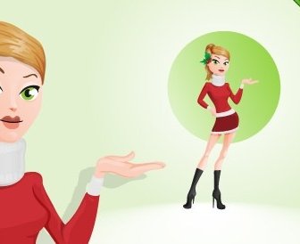 Holiday Gadis Vektor Karakter Dalam Gaun Merah