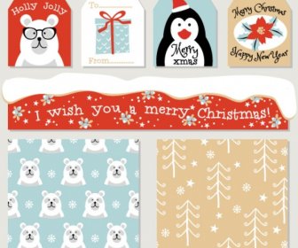 Holidays Labels And Seamless Patterns