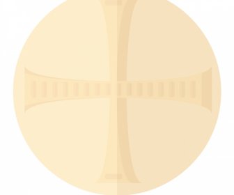 Ikon Tanda Host Salib Suci Bentuk Lingkaran Simetris Datar