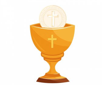 Holy Grail Icon Sign 3d Cup Host Sketch