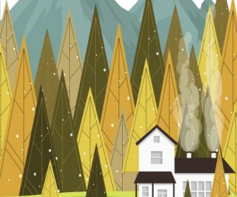 Home Background Nature Mountain Forest Landscape Icons Decor