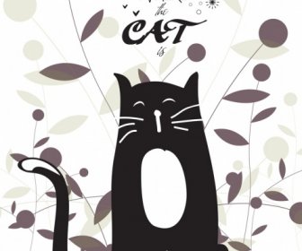 Home Decor Background Black Cat Leaves Icons
