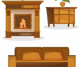 Домашняя мебель шаблоны таблицы диван радиатора значки