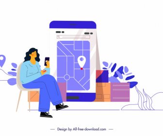 Home Versand Hintergrund Kunden Smartphone Anwendung Skizze
