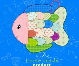 Hausgemachte Spielzeug Werbung Bunten Stoff Fisch-Symbol