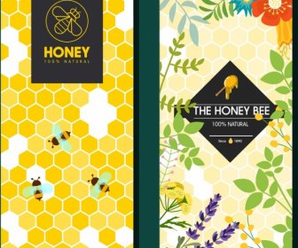 Iklan Madu Template Honeycomb Latar Belakang Lebah Bunga Dekorasi