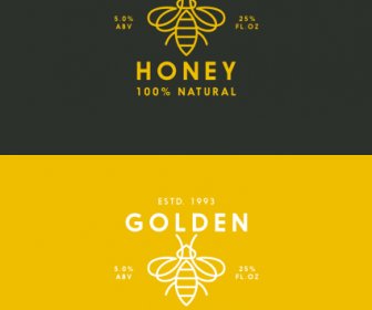 Логотип медоносной пчелы плоский нарисованный эскиз