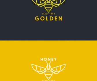 Honigbienen-Logos Klassische Flache Handgezeichnete Skizze