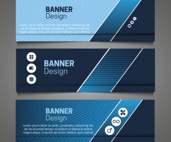 Horizontal Banner Design Sets With Dark Blue Color